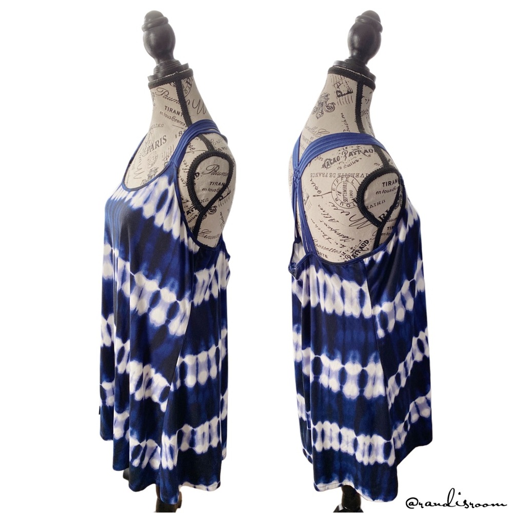 EUC Apt. 9 Women’s Blue and White Tie-Dye Sleeveless Mini Dress/Cover-Up Size XL - Picture 4 of 15